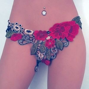 Women's Rose Sexy Panties Lace Hollow Underwear